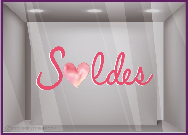 Adhésif géant pour décorer vos vitrines : Sticker Soldes Petit Coeur