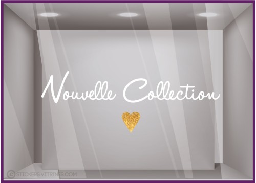 STICKER NOUVELLE COLLECTION PETIT COEUR VITROPHANIE BOUTIQUE MAGASIN COMMERCE ADHESIF