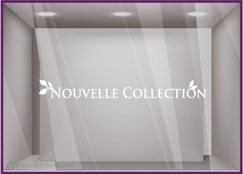 Sticker nouvelle collection petite feuille soldes magasin boutique vitrophanie calicot lettrage adhésif