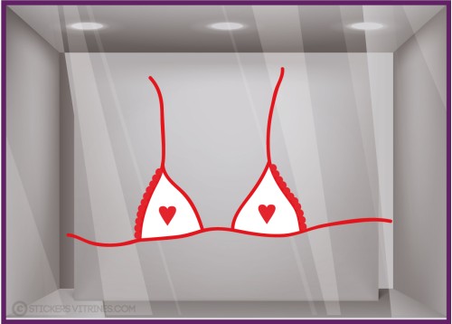 STICKER SOUTIEN GORGE COEURS SAINT VALENTIN VITROPHANIE BOUTIQUE COMMERCE DEVANTURE LINGERIE