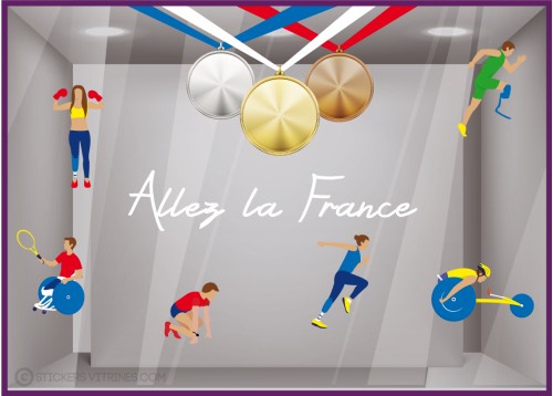 KIT STICKERS HANDISPORT SPORT EVENEMENT BOUTIQUES COMMERCES  JEUX PARALYMPIQUES OLYMPIQUES ATHLETE HANDICAP