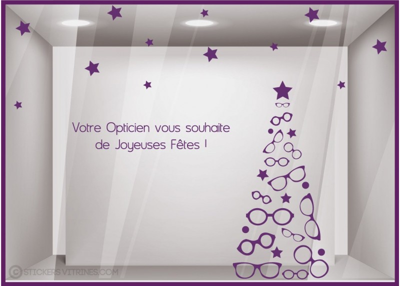 Kit de Stickers Noel Opticien vitrophanie calicot vitrine devanture optique lettrage adhesif autocollant boutique enseigne