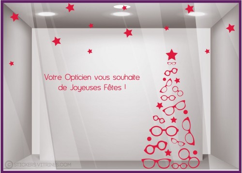 Kit de Stickers Noel Opticien vitrophanie calicot vitrine devanture optique lettrage adhesif autocollant boutique enseigne