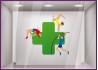 STICKER CROIX DE PHARMACIE ATHLETES DE SPORT JEUX OLYMPIQUES VITROPHANIE GYMNASTIQUE VITRINE MAGASIN FOURNISSEUR