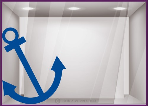 STICKER ANCRE MARINE MER VITRINE MERCHANDISING MAGASIN BOUTIQUE AUTOCOLLANT