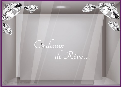 Kit de Stickers Cadeaux de Reve noel saint valentin lettrage adhesif vitrine mode bijouterie devanture calicot vitre