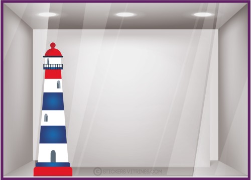 STICKER PHARE MER DECORATION MARIN BOUTIQUE VITRINE VITRE ETE VACANCES