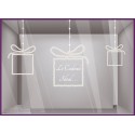 Kit de 3 Stickers Cadeaux Perles Suspendus noel saint valentin vitrine magasin bijouterie mode calicot vitrophanie boutique 