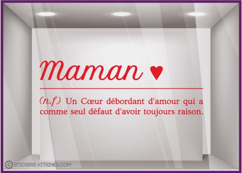 IDEE DECORATION MAGASIN VITRINE BOUTIQUE MAMAN JE T AIME FETE DES MERES LETTRAGE ADHESIF COLLER