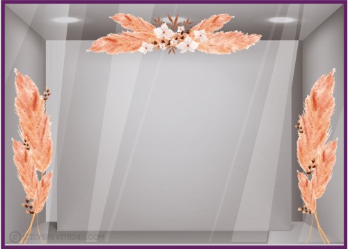 STICKER PAMPA VITROPHANIE DECORATION MERCHANDISING FLEUR  VITRINE MAGASIN AUTOCOLLANT GEANT IMPRIMEUR FABRICANT PRINTEMPS ETE