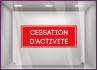 Sticker Cessation d'activité vitrophanie lettrage adhésif bandeau boutique liquidation commerce 