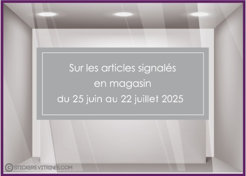 STICKER MENTIONS OBLIGATOIRES SOLDES VITRINE MAGASIN FABRICANT BOUTIQUE VITROPHANIE CALICOT