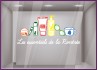 STICKER LES ESSENTIELS DE LA RENTREE PHARMACIE COMMERCE ADHESIF VITRES IDEE DECORATION