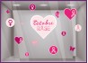 STICKER COEUR RUBAN AUTOCOLLANT GEANT PUBLICITAIRE FEMME PAPILLONS VITRINE MAGASIN BOUTIQUE CABINET MEDICAL PHARMACIE LINGERIE