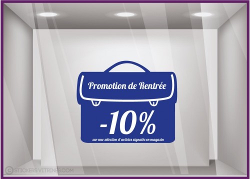 Sticker Cartable Promotion de Rentrée au choix soldes promotion offre promotionnelle destockage braderie liquidation vitrophanie