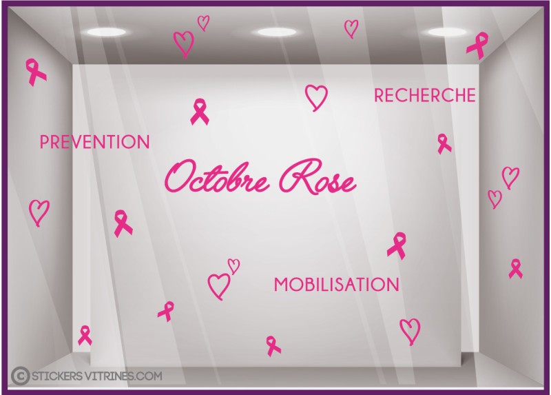 STICKER VITRINE RECHERCHE OCTOBRE ROSE MOBILISATION PREVENTION COEUR RUBAN VITROPHANIE BOUTIQUE LETTRAGE ADHESIF STICKER VITRINE RECHERCHE OCTOBRE ROSE MOBILISATION PREVENTION COEUR RUBAN VITROPHANIE BOUTIQUE LETTRAGE ADHESIF