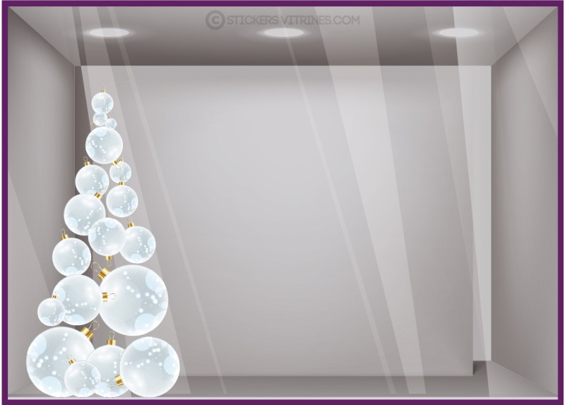 STICKER SAPIN BOULES DE NOEL AUTOCOLLANT GEANT NEIGE MAGASIN VITRINE DECORATION BOUTIQUE STICKER SAPIN BOULES DE NOEL AUTOCOLLANT GEANT NEIGE MAGASIN VITRINE DECORATION BOUTIQUE