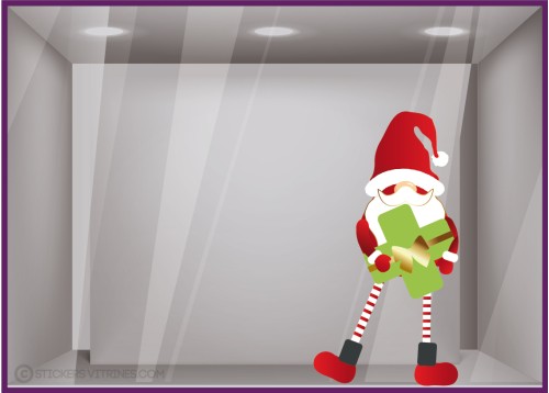 STICKER LUTIN PERE NOEL CROIX DE PHARMACIE CABINET MEDICAL SANTE DECORATION VITRINE MAGASIN BOUTIQUE LABORATOIRE VITROPHANIE