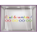 Sticker C&#039;est la Rentree scolaire Lunettes opticien magasin boutique vitrine vitrophanie calicot devanture mode