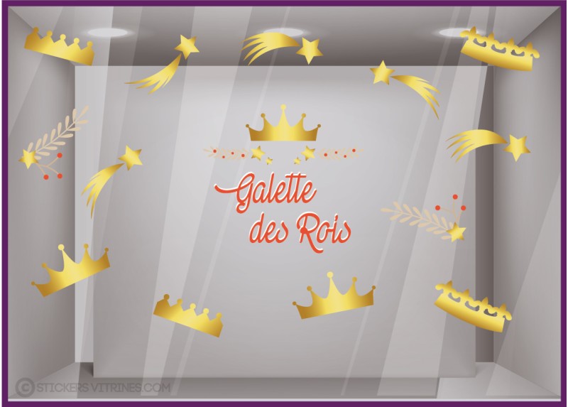 STICKER GALETTE DES ROIS EPIPHANIE BOULANGERIE CHOCOLATIER PATISSERIE DECORATION VITRINE MAGASIN ADHESIF VITROPHANIE