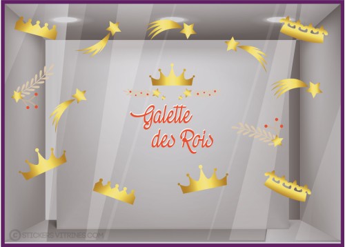 STICKER GALETTE DES ROIS EPIPHANIE BOULANGERIE CHOCOLATIER PATISSERIE DECORATION VITRINE MAGASIN ADHESIF VITROPHANIE