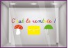 Sticker C'est la Rentree Cartable champignon parapluie magasin enfant boutique maroquinerie vitrine calicot mode