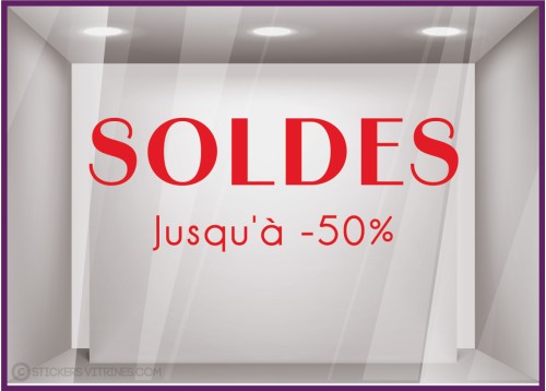 SOLDES LETTRAGE ADHESIF 50% PROMOTION CALICOT MAGASIN VITRINE FABRICANT BOUTIQUE STICKER