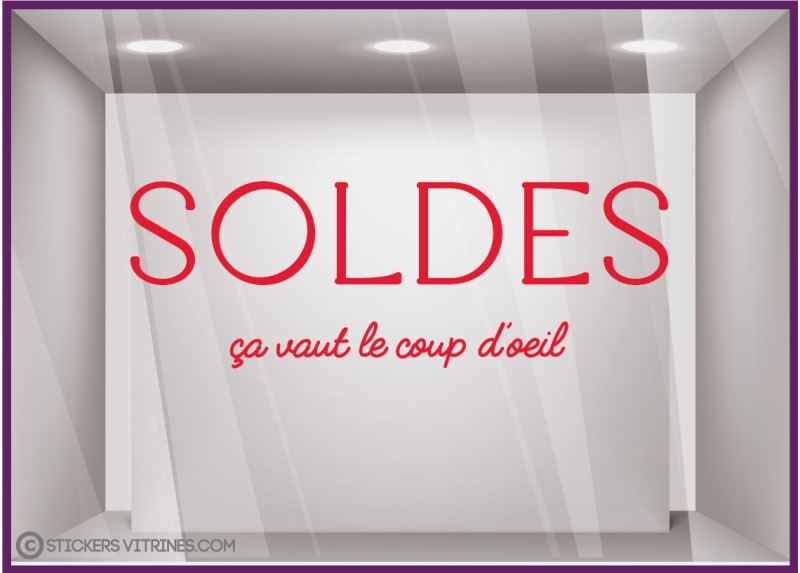 STICKER LETTRAGE ADHESIF VITROPHANIE SOLDES CALICOT IMPRIMEUR MAGSIN VITRINE BOUTIQUE