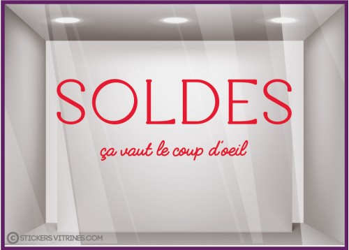 STICKER LETTRAGE ADHESIF VITROPHANIE SOLDES CALICOT IMPRIMEUR MAGSIN VITRINE BOUTIQUE