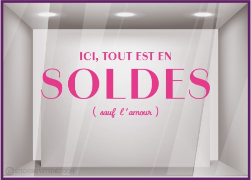 STICKER LETTRAGE SOLDES AMOUR VITRINE MAGASIN FOURNISSEUR PAS CHER VITROPHANIE