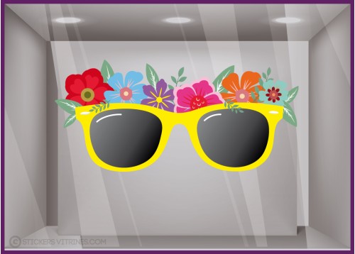 Stickers Lunettes et Fleurs multicolores