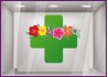 STICKER CROIX DE PHARMACIE FLEURS PRINTEMPS ETE VITROPHANIE MAGASIN SANTE CABINET MEDICAL SIGNALETIQUE ADHESIF FOURNISSEUR