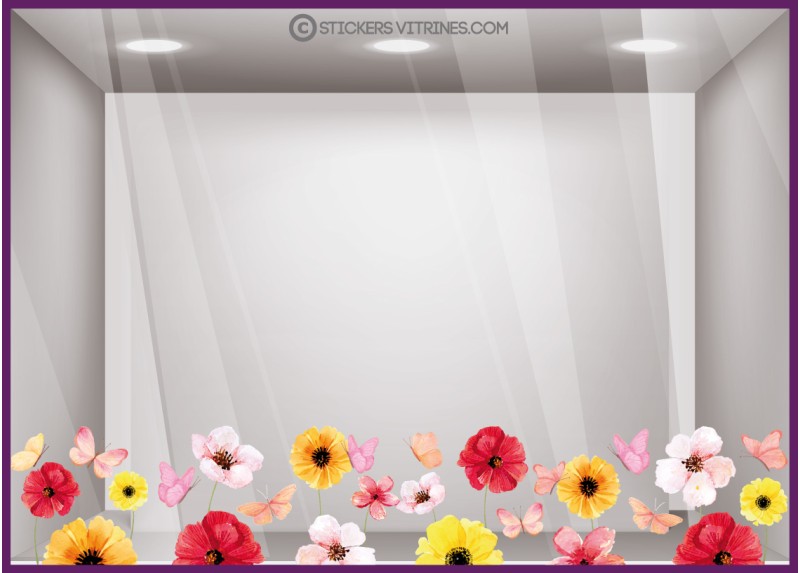 Kit de Stickers Frise de Fleurs et Papillons aquarelle