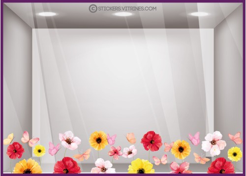 Kit de Stickers Frise de Fleurs et Papillons aquarelle