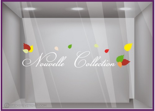 Sticker Nouvelles Collections Feuilles d'Automne VITRE DECORATION COMMERCE LETTRAGE ADHESIF