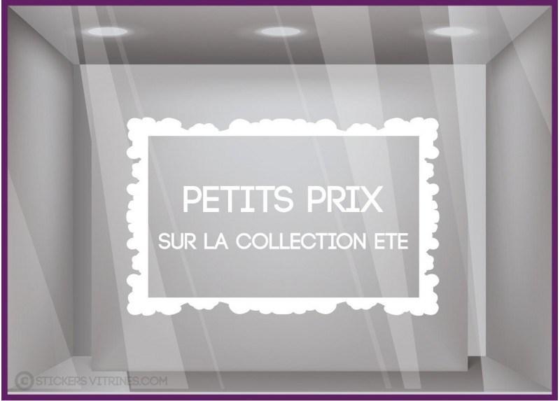 Sticker Petits Prix sur Collection d'Été DEVANTURE MAGASIN BOUTIQUE ADHESIF DECORATION