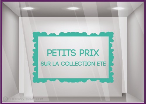 Sticker Petits Prix sur Collection d'Été DEVANTURE MAGASIN BOUTIQUE ADHESIF DECORATION