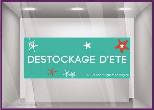 Sticker Destockage d'Été vitrophanie adhésif calicot boutique enseigne devanture vitrine soldes magasin