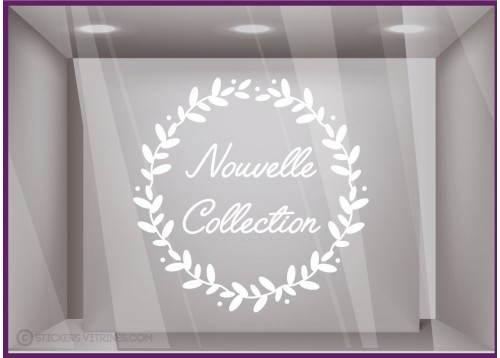 Sticker Couronne Nouvelle Collection lettrage adhesif autocollant calicot vitrophanie devanture vitrine decoration mode vitre