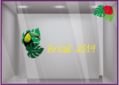 Kit de Stickers Brésil 2014 sport ete mode vitrophanie calicot lettrage adhesif devanture enseigne boutique commerce foot