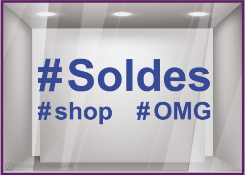 Sticker Soldes Hashtag promotion offre promotionnelle promo destockqge brqderie liquidation demarque ete hiver lettrage