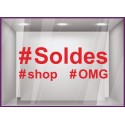 Sticker Soldes Hashtag promotion offre promotionnelle promo destockqge brqderie liquidation demarque ete hiver lettrage