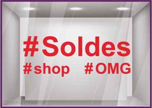 Sticker Soldes Hashtag promotion offre promotionnelle promo destockqge brqderie liquidation demarque ete hiver lettrage