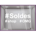 Sticker Soldes Hashtag promotion offre promotionnelle promo destockqge brqderie liquidation demarque ete hiver lettrage