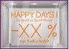Sticker Promos Happy Days a personnaliser VITRINE COMMERCE IDEE DECORATION VITROPHANIE promotions autocollant magasin boutique