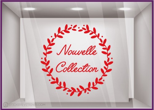 Sticker Couronne Nouvelle Collection lettrage adhesif autocollant calicot vitrophanie devanture vitrine decoration mode vitre
