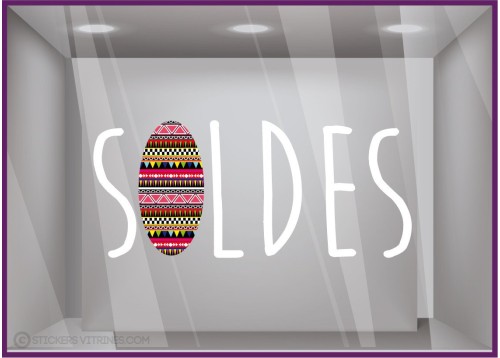 Sticker Soldes Azteque destockage braderie liquidation stock promotion offre promotionnelle lettrage adhesif vitrophanie calicot