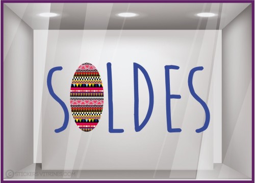 Sticker Soldes Azteque destockage braderie liquidation stock promotion offre promotionnelle lettrage adhesif vitrophanie calicot