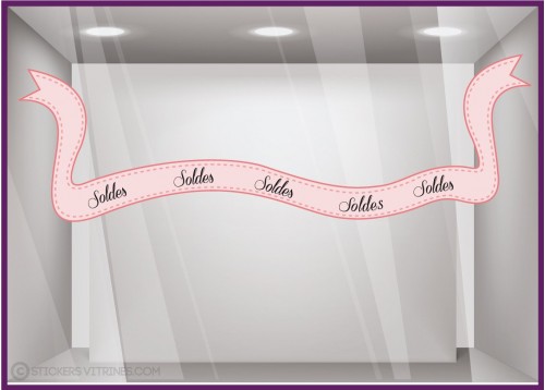 Calicot pour vitre Sticker Soldes Ruban adhésif pourcentage rose promotion destockage braderie liquidation mode parfumerie