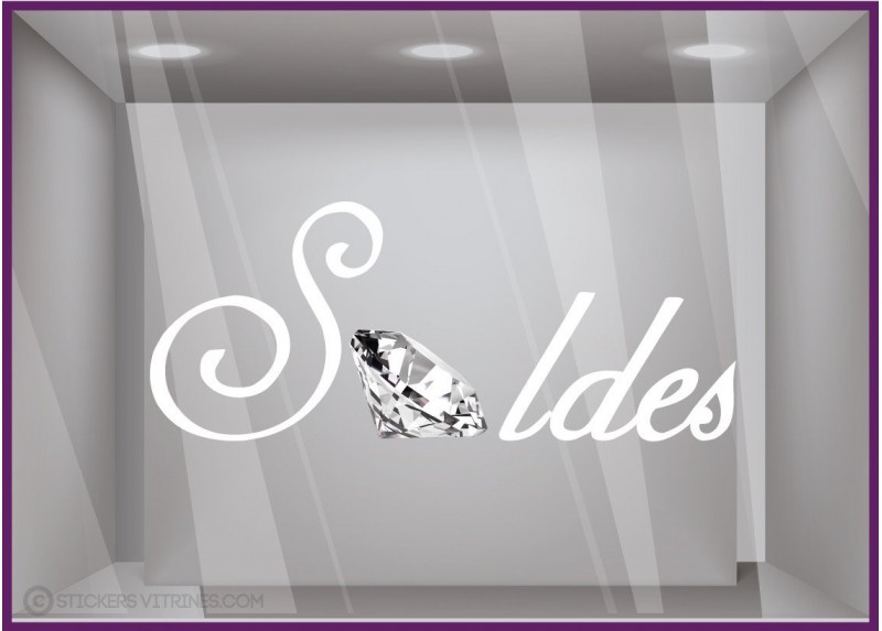 Autocollant devanture Sticker Soldes Diamant promotion offre promotionnelle destockage liquidation braderie lettrage adhesif